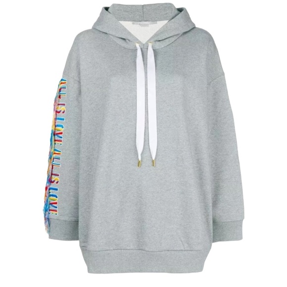 🌺SOLD ON BAY🌺 $633 Stella McCartney Sweatshirt Hoodie 14 “ ALL IS LOVE “ Fringe - Picture 9 of 16